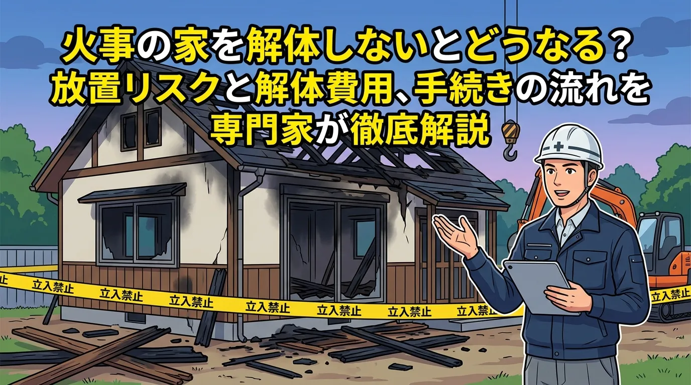 火事の家を解体しないとどうなる？放置リスクと解体費用、手続きの流れを専門家が徹底解説