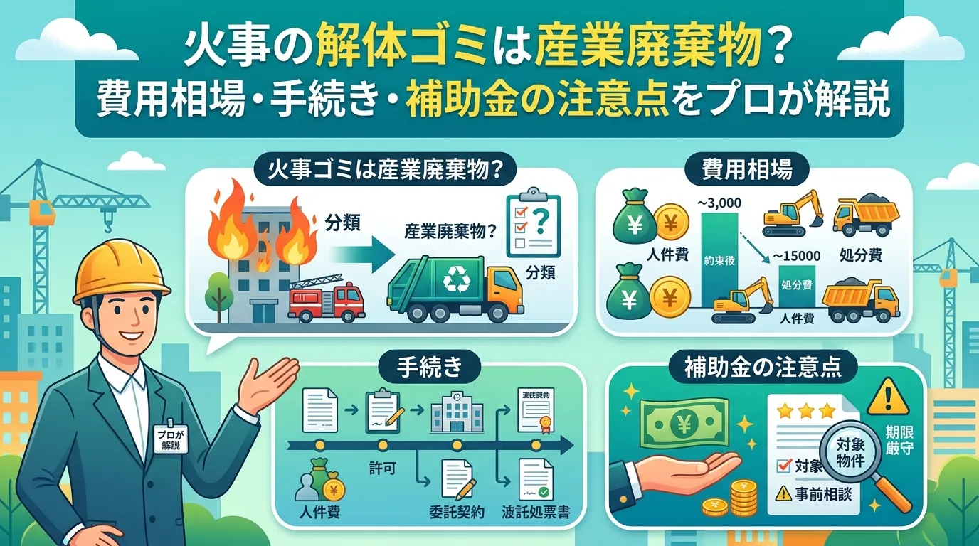 火事の解体ゴミは産業廃棄物？費用相場・手続き・補助金の注意点をプロが解説