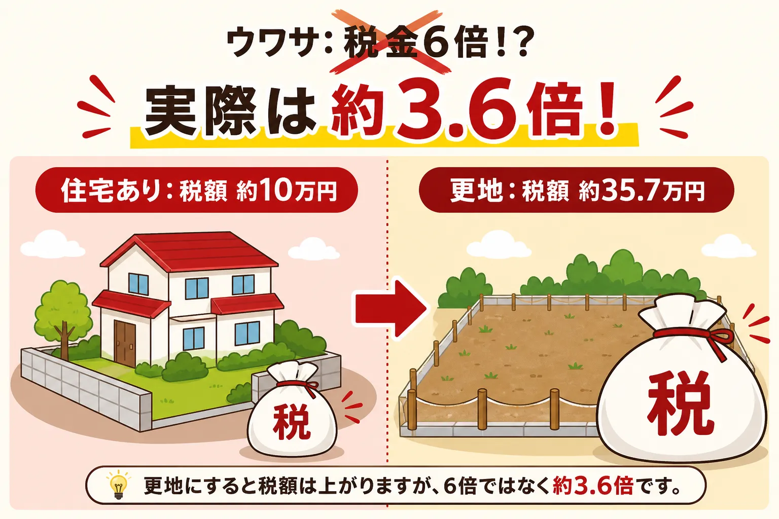日本の木造住宅・空き家の解体現場を写実的に描いたビジュアル。重機・養生シート・整地後の更地など。基調色は #9a0300。実在する企業のロゴ・看板・車体・人物の顔は描かない。画像内に文字を入れない（図